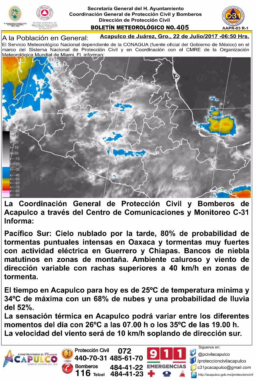 CLIMA EN ACAPULCO HOY SABADO 22 DE JULIO