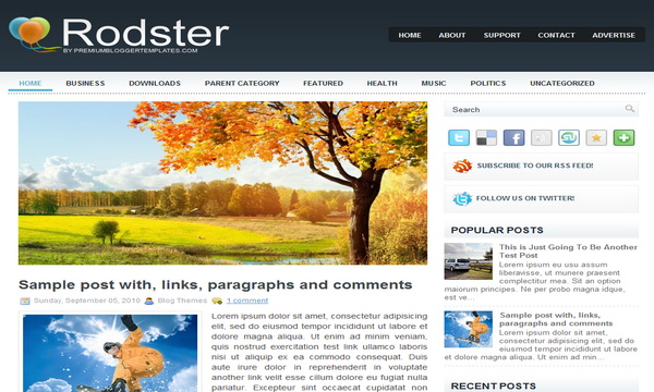 Rodster 2 Column Blogger Template