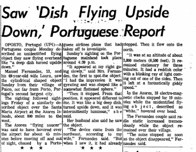 Saw 'Dish Flying Upside Down,' Portuguese Report - Morning Star (Rockford, IL) 7-13-1965  