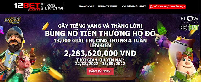 Tour đấu game Hổ Đỏ 12BET-Tiền thắng hơn 2.2 Tỷ vnđ Km