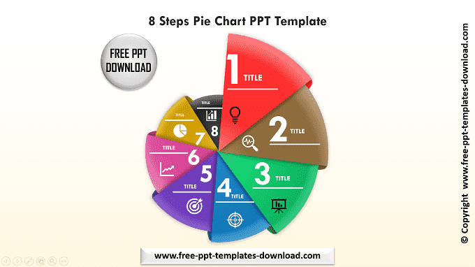 8 Steps Pie Chart PPT Template Light