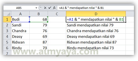 Penggabungan teks sering dilakukan untuk mempercepat proses manipulasi teks dalam dokumen  Cara Menggabungkan Teks di Ms Excel