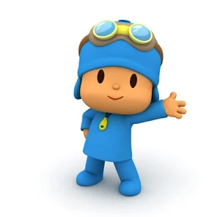 pocoyo con sus gafas de piloto de coche