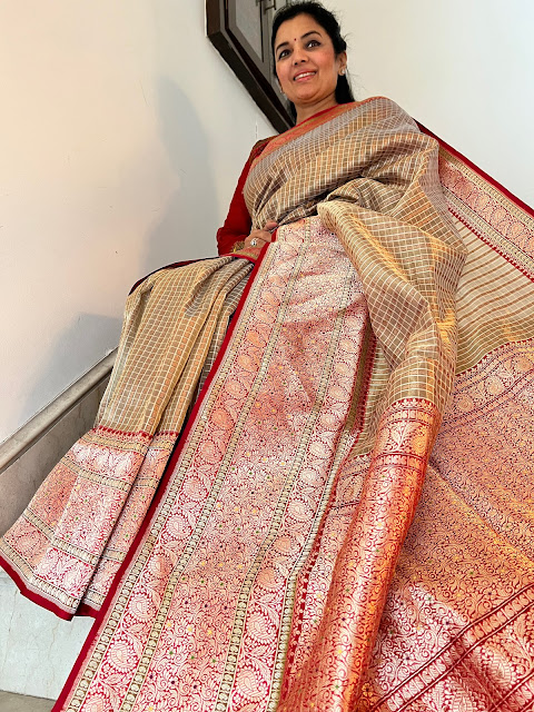 Unveiling the Timeless Allure of the Gold and Red Silk Kanjeevaram Saree