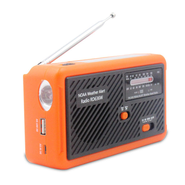 AM FM Radio NOAA Solar Power Crank Generation Outdoor Weather Forecast Mobile Phone Charging 