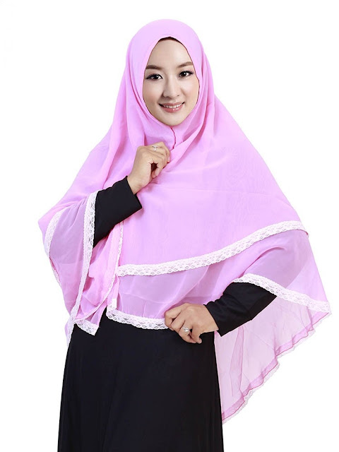 Model Hijab Terbaru Syar’i Syiria pink