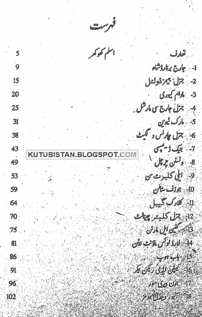 Contents of 39 Baday Aadmi Urdu Book