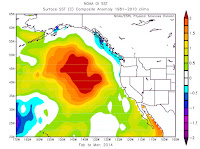 The Blob as captured in NOAA imaging in 2014. (Image Credit: NOAA/ESRL Physical Sciences Division at Boulder, Colorado)) Click to Enlarge.