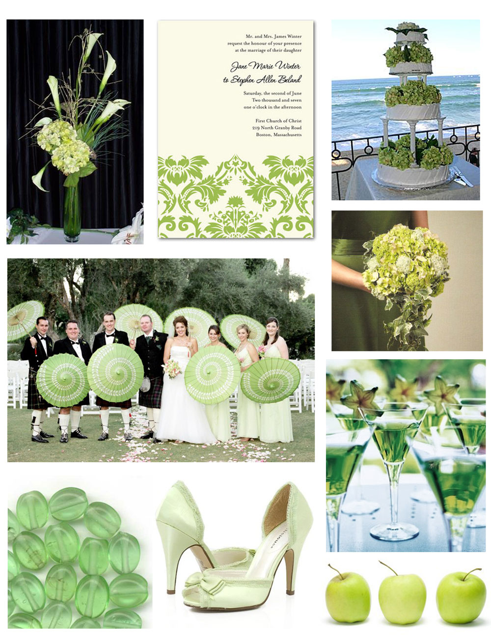 white and green wedding