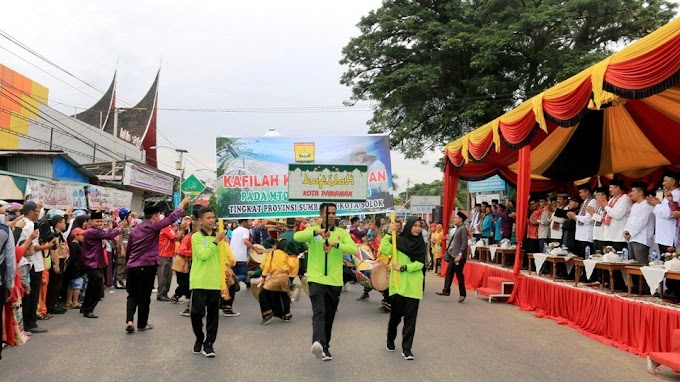 Warga Kota Solok Sambut Meriah Kafilah Kota Pariaman di Ajang MTQ Ke-38 Sumbar