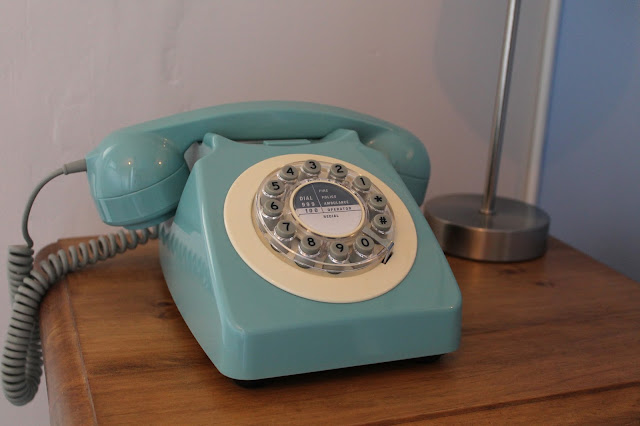 John Lewis Wild & Wolf 1960's Corded Telephone, French Blue - Home Interior Design