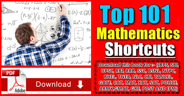 101 Math Shortcuts Tricks (गणित ट्रिक) PDF Download for Competitive Exams