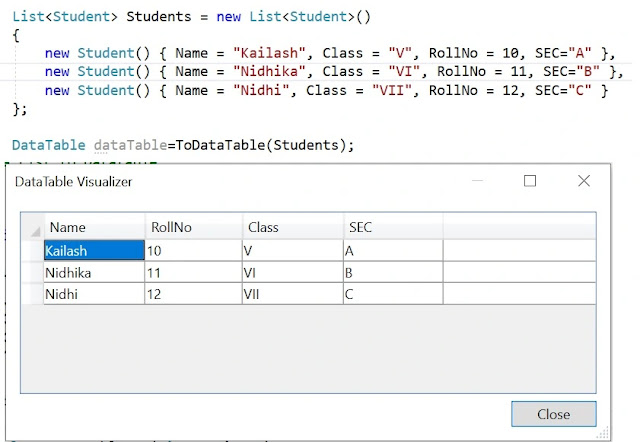 Convert DataTable to List In C#