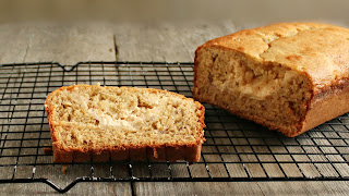 Skinny Banana Bread with Cream Cheese Swirl