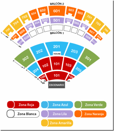 Mapa de Asientos en Auditorio Telmex