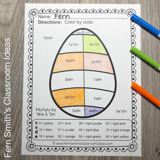 Multiplication and Division Color By Number Easter Egg Fun #FernSmithsClassroomIdeas