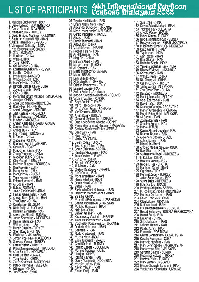 Participants of the 4th international cartoon competition & exhibition in Malaysia