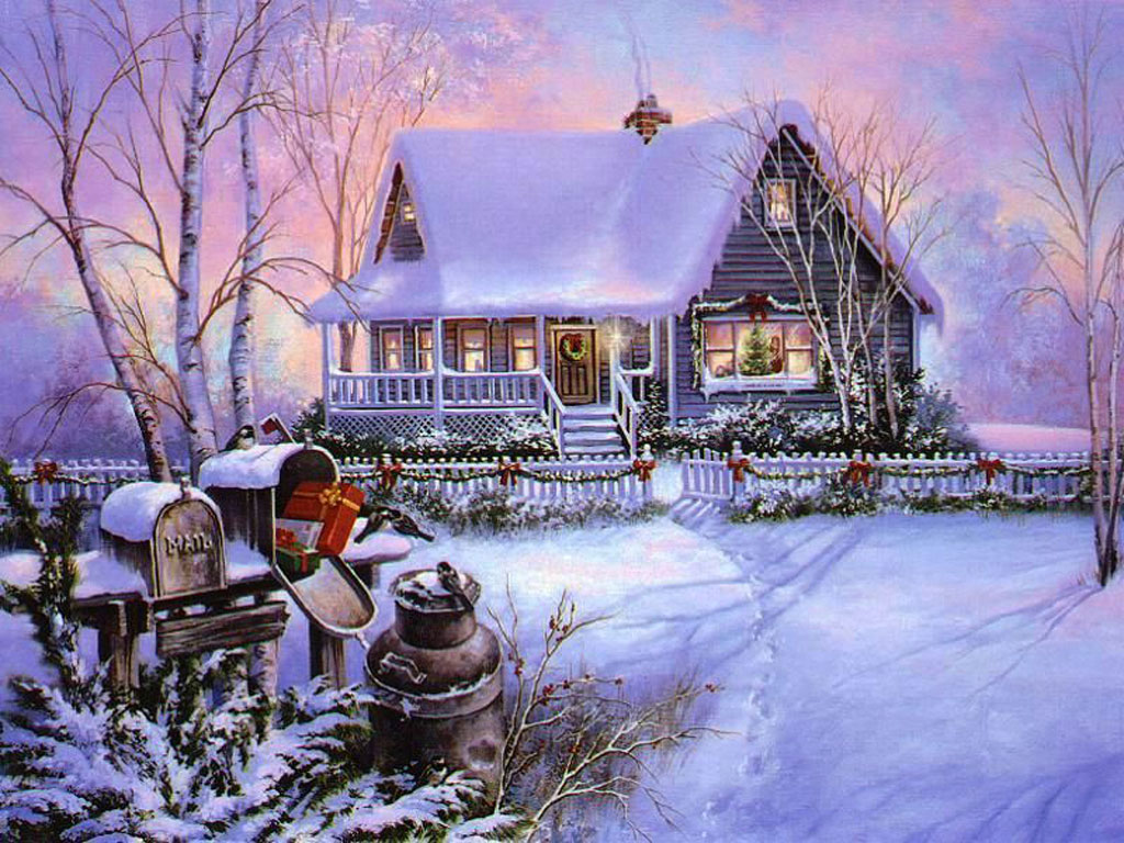 Free Christmas Scene Wallpaper Winter