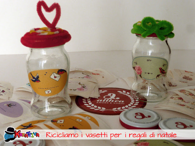 Riciclo creativo dei vasetti di vetro per i regali di natale