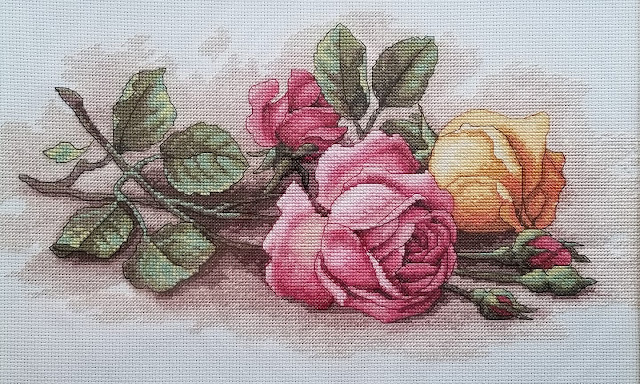 Finished Rose Cuttings Cross Stitch