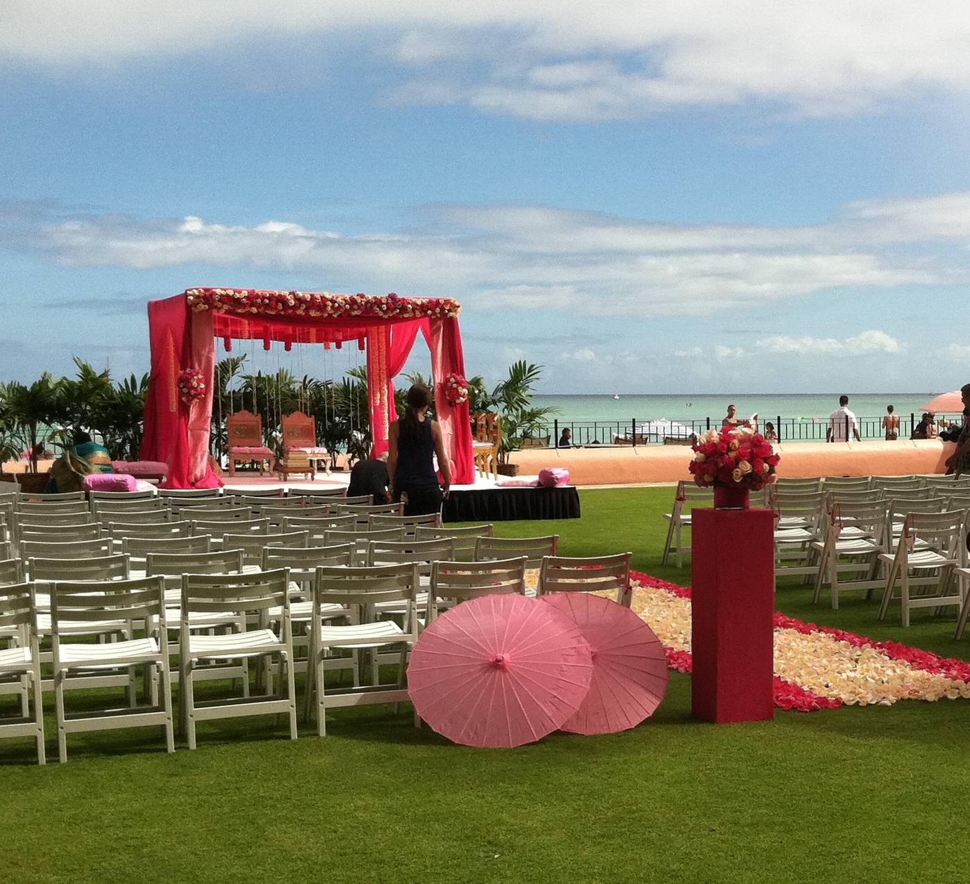 red and black wedding decoration outdoor