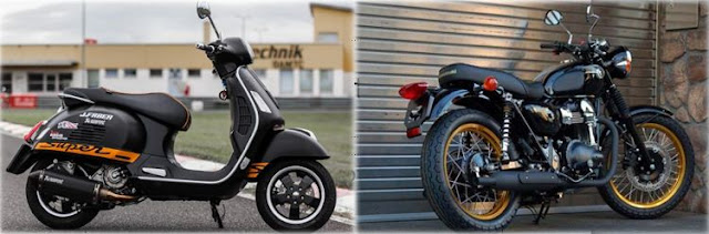 Gambar Motor Vespa dan Kawasaki klasik