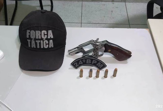 Revólver e munições são apreendidos após suspeito tentar fugir da polícia em Luís Correia