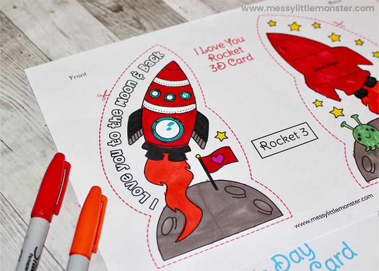 colour your fathers day rocket card