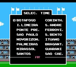 Paulistao 2021 (Tecmo World Cup NES hack) select team screen