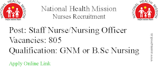 805 Staff Nurse- Nursing Officer Job Vacancies NHM