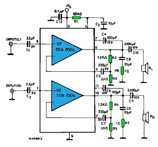 schematic power amplifier with TDA2004