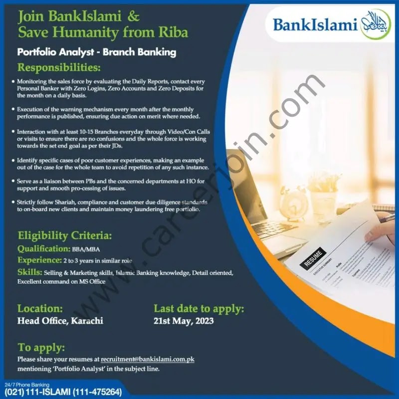 Bank Islami Pakistan Ltd Jobs Porfolio Analyst