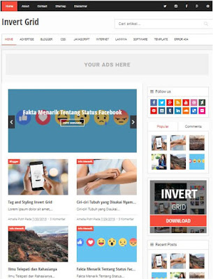 Invertgrid Adsense Responsive Blogger Templates Without Footer Credit