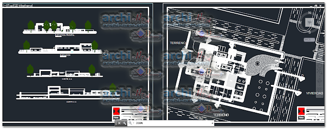 Vertical projections of the project (sections ( Urban hall exhibition dwg