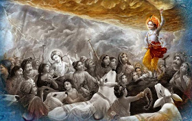 Shri Krishna lifting Govardhan