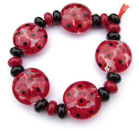 Lampwork Glass Lentil Beads