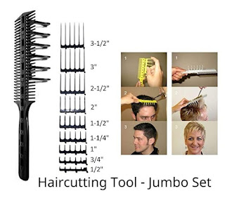 9 in 1 Multifunctional Hair Comb in the Classic Set, Black, designed for precise hair cutting and styling.