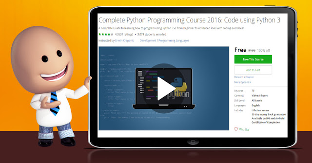 [100% Off] Complete Python Programming Course 2016: Code using Python 3| Worth 195$