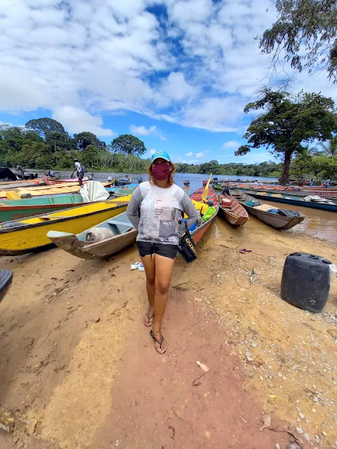 " Shachem Lieuw at a boat in Atjoni Sipaliwini Suriname"