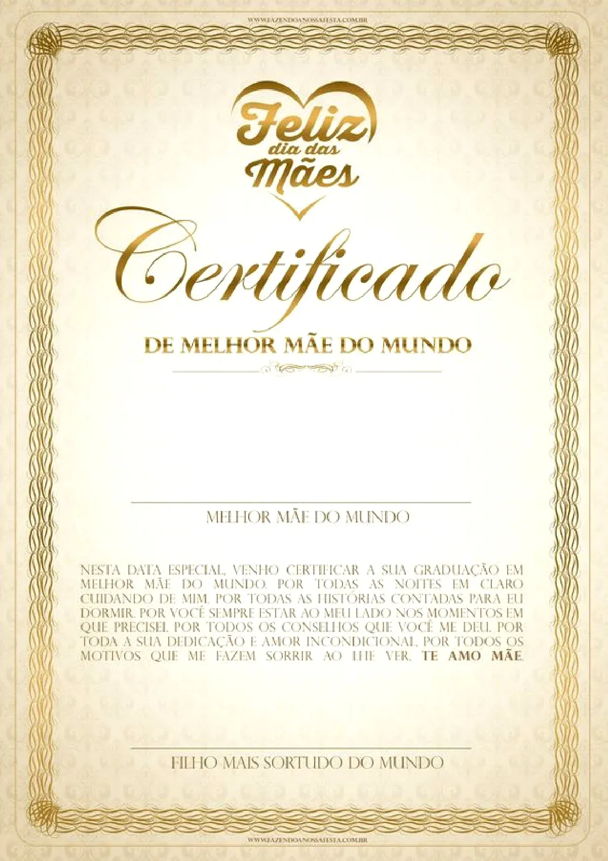 Certificados de Melhor Mãe do Mundo: Surpreenda a Mulher da Sua Vida no Dia das Mães