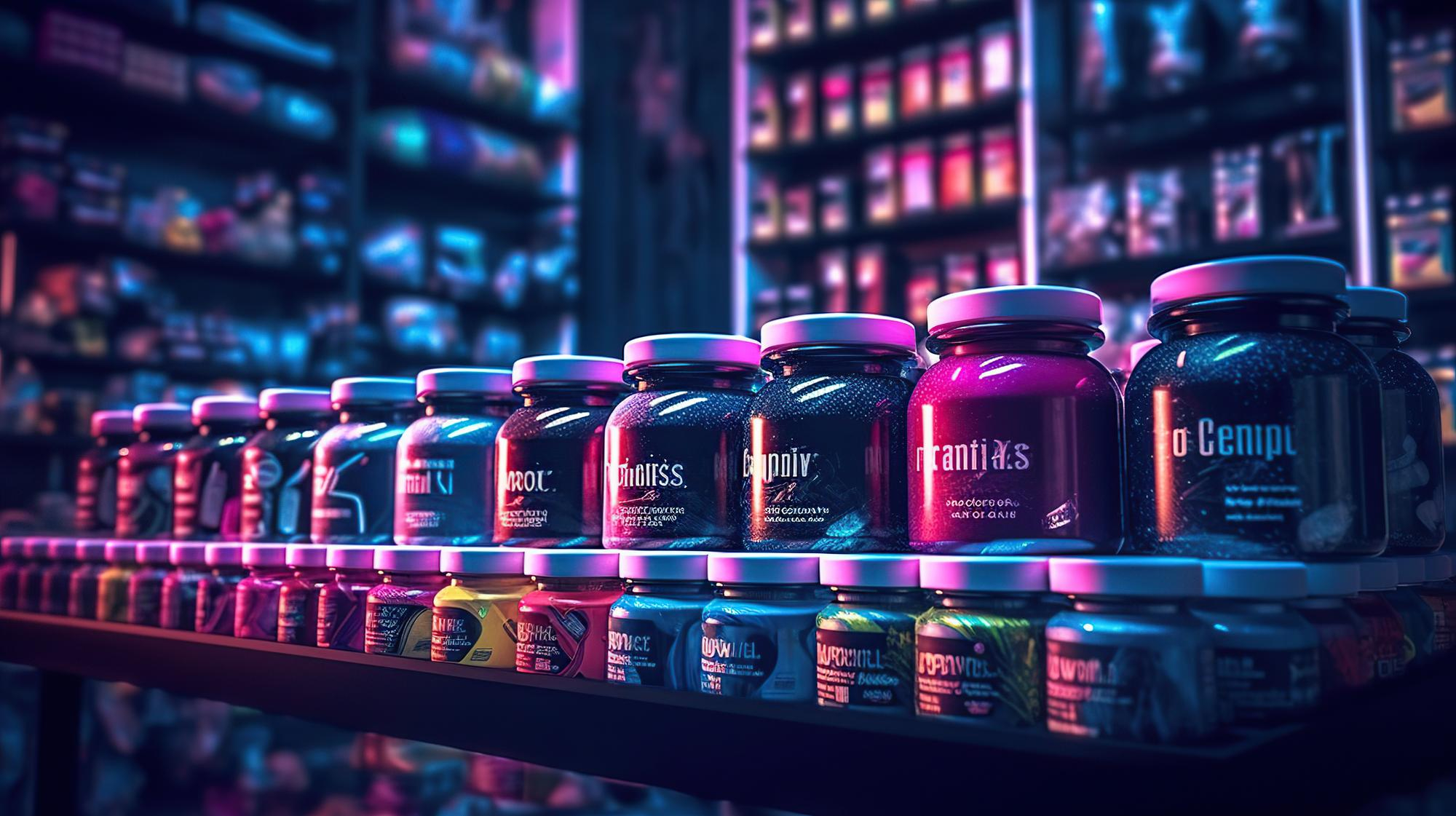 supplements in a supermarket shelf image