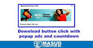 Download button click with popup ads and countdown | Countdown Timer before Download Button