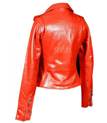 Red Ladies Biker Jacket