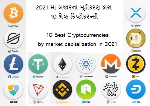 2021 માં બજારના મૂડીકરણ દ્વારા 10 શ્રેષ્ઠ ક્રિપ્ટોકરન્સી - 10 Best Cryptocurrencies by market capitalization in 2021