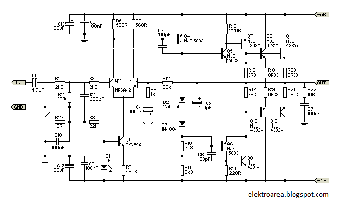 Rangkaian Amplifier  300  Watt  Koleksi Skema  Rangkaian 