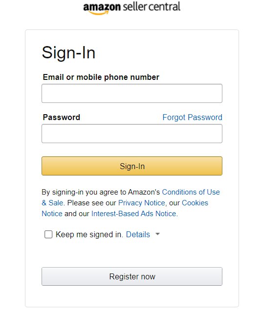 Amazon Seller login Page