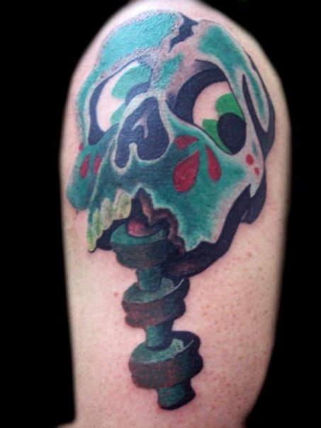 New School Skull Tattoo at 130 AM Labels Charlotte color tattoos 