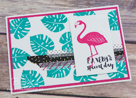 Flamingo Birthday Card made using supplies from Stampin' Up! UK which you can buy here