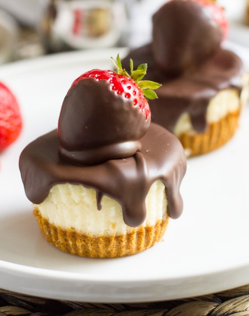 Chocolate Covered Strawberry Cheesecakes