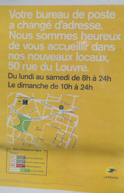 Affiche expliquant la fermeture du bureau de poste d'Estienne Marcel